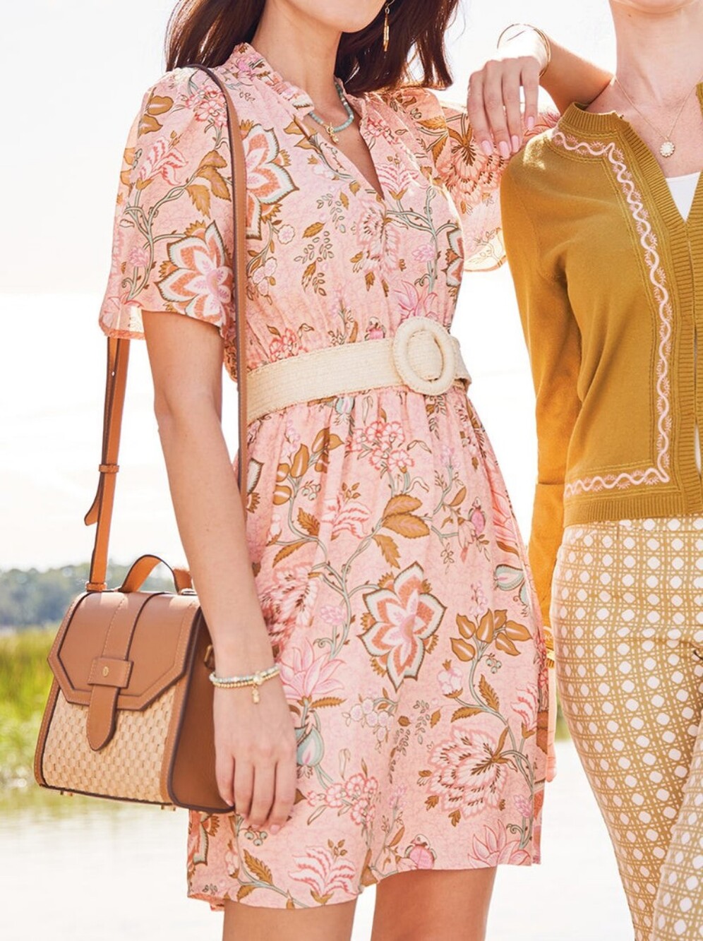 Spartina Elayne Splitneck Dress In Calm Waters Floral Chintz Size XL